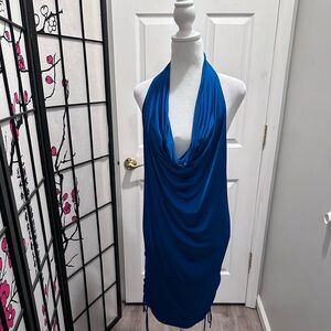 Blue halter mini dress size L